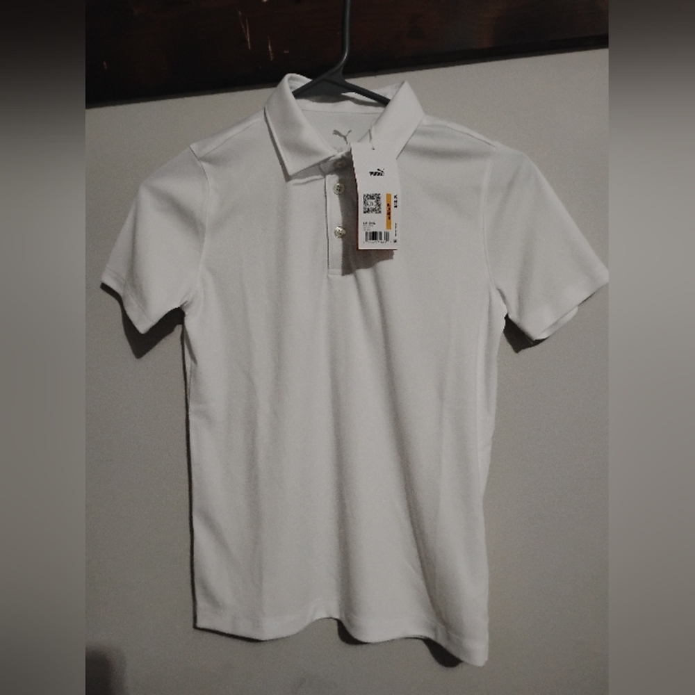 Puma Boy's Quick Dry White Polo Small 9-10 Y